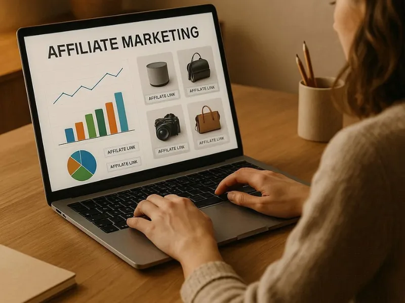 Affiliate marketer promoting products online