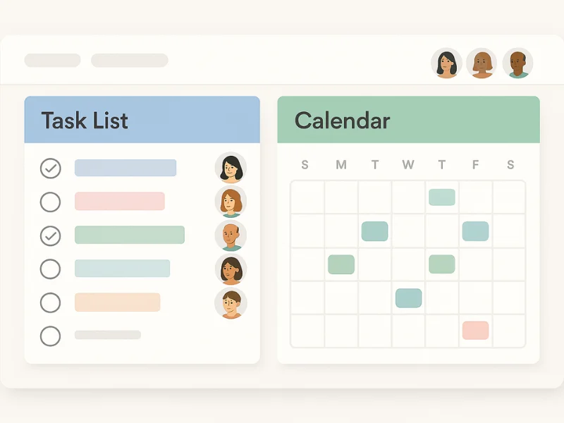 Asana project board with list, calendar, and team collaboration tools