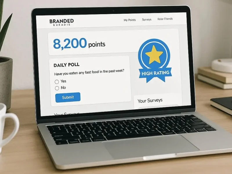 Branded Surveys dashboard with points tracker and daily polls