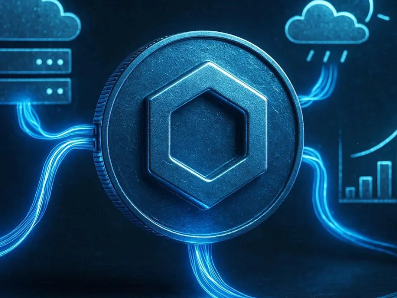 Chainlink cryptocurrency coin representing blockchain oracles and data integration
