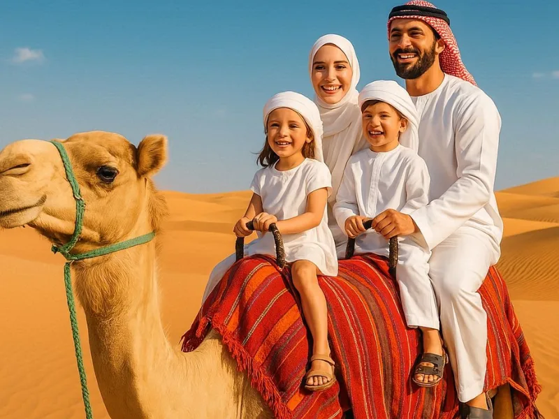 Family enjoying a desert safari in Dubai UAE