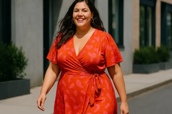 Plus Size Women’s Clothing: Real Fashion for Real Bodies Confident model showcasing plus size women’s clothing in a stylish wrap dress outdoors