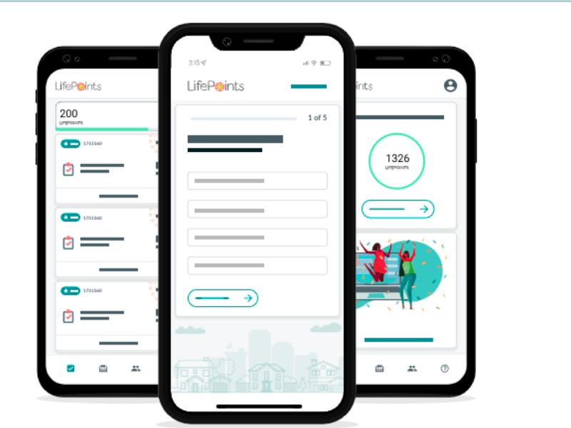 User taking mobile surveys on LifePoints, one of the best paid survey sites