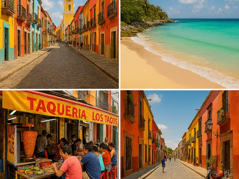 Mexico as a cheap holiday spot with beaches, culture, and street food