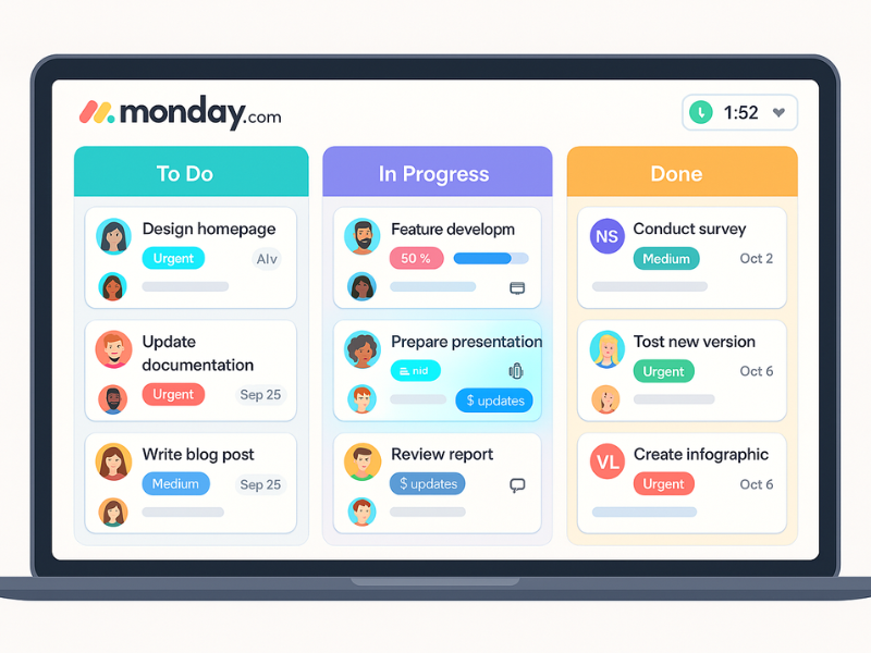 Monday.com dashboard representing one of the best project management software for visual workflows.