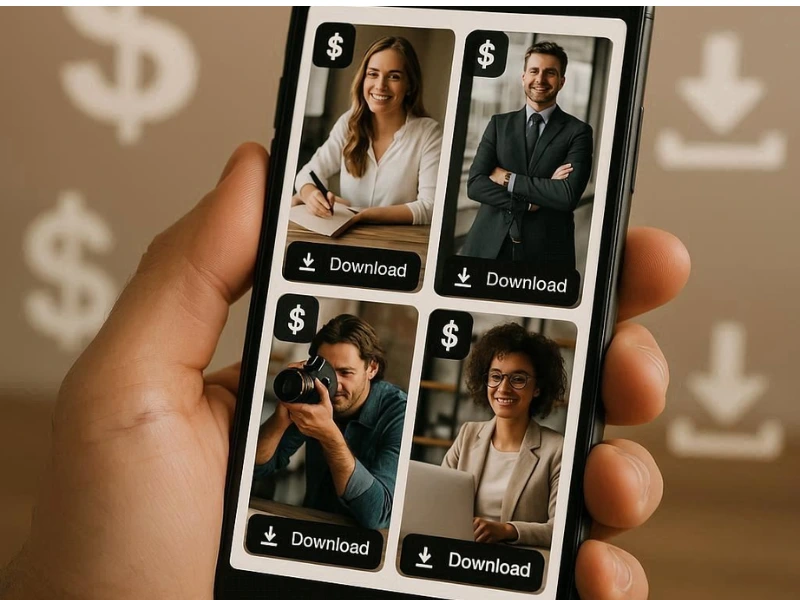 Selling stock photos online using a phone