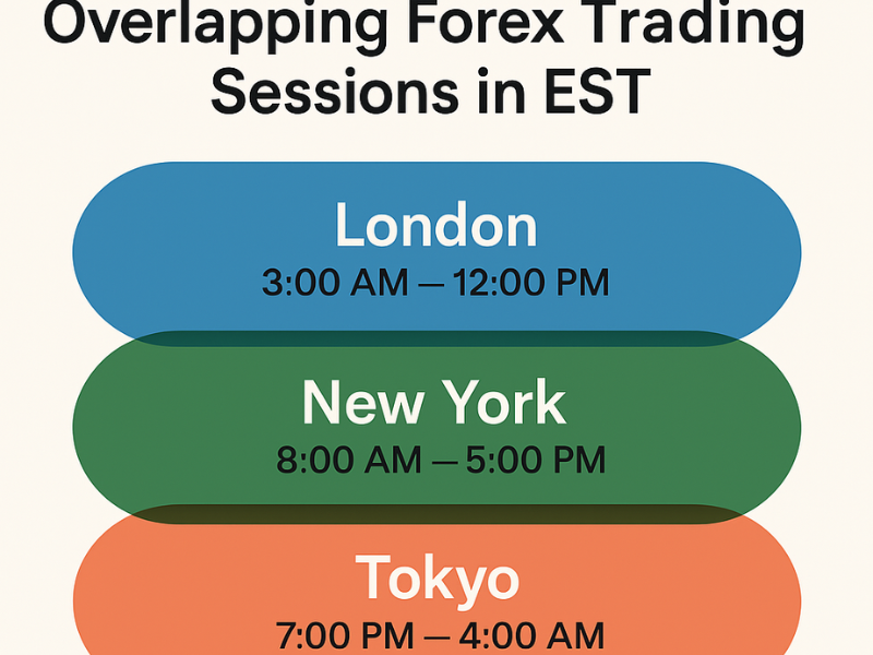 Visual of overlapping forex trading sessions in EST for high-volume trading