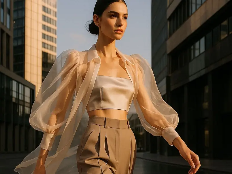 Sheer layers and light fabrics trend in women’s fashion 2025