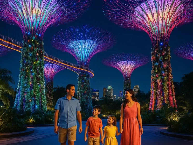 Family visiting Gardens by the Bay in Singapore