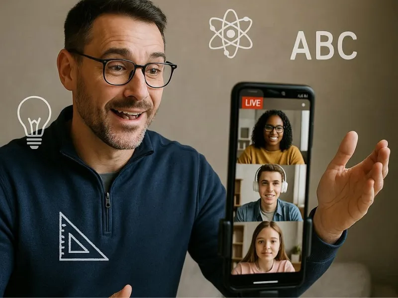 Online teaching and coaching sessions from a mobile phone