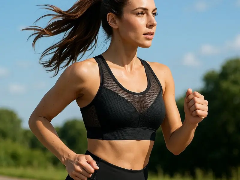 woman wearing breathable mesh-panel workout clothes for women