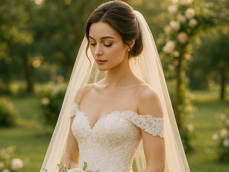 Bridal wedding outfits for women with lace and satin details