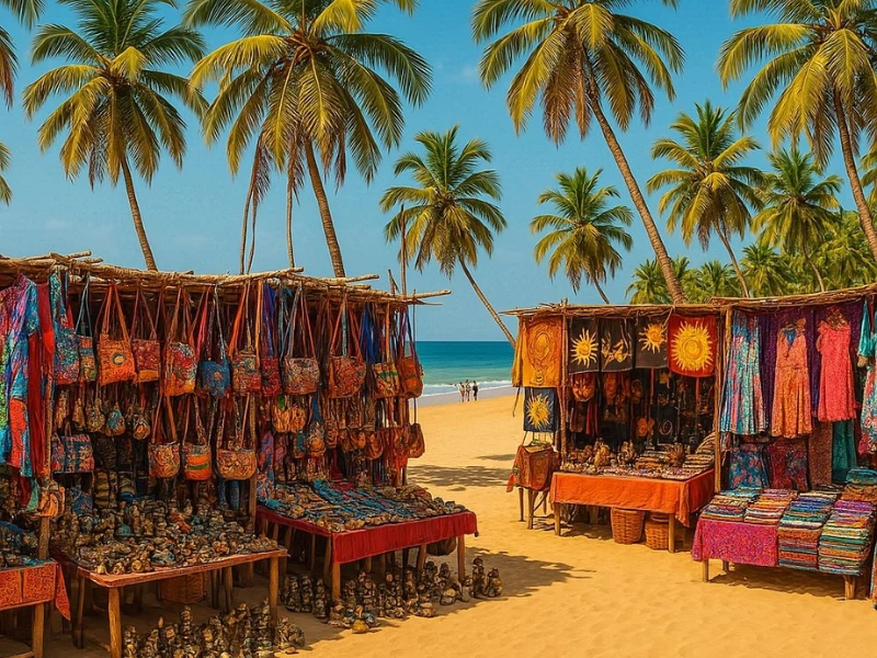 Beach market in Goa, a budget-friendly winter sun destination