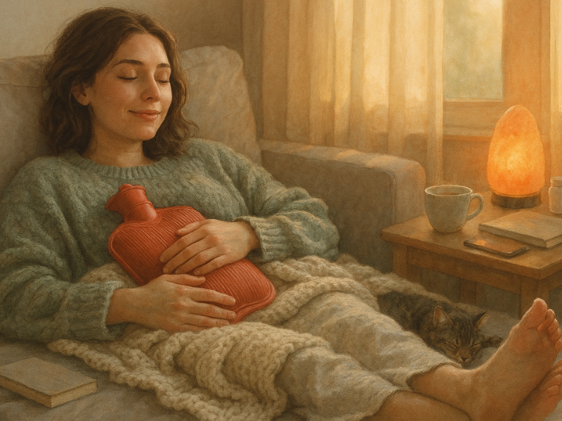 Applying heat to the abdomen to get rid of period pain instantly