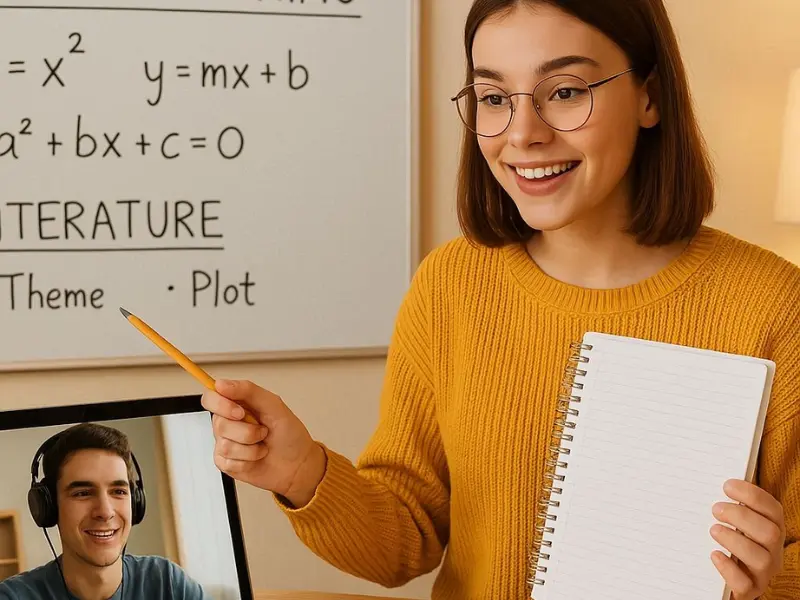 Student teaching subjects online to earn money without investment.