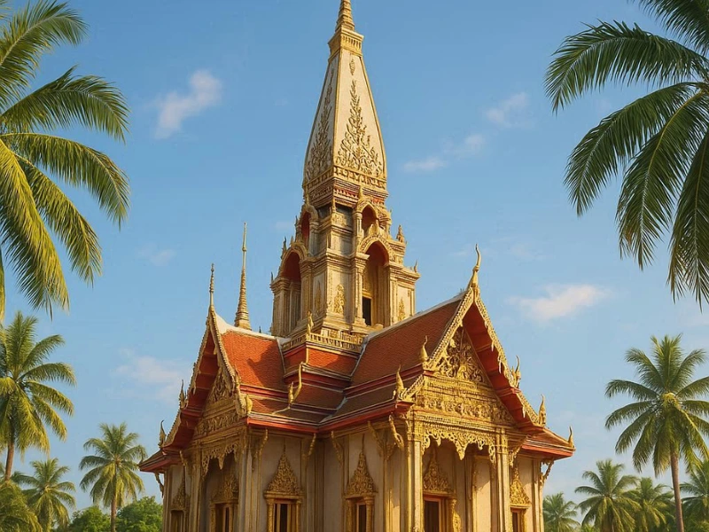 Buddhist temple in Phuket with sunny skies, a cultural winter sun destination