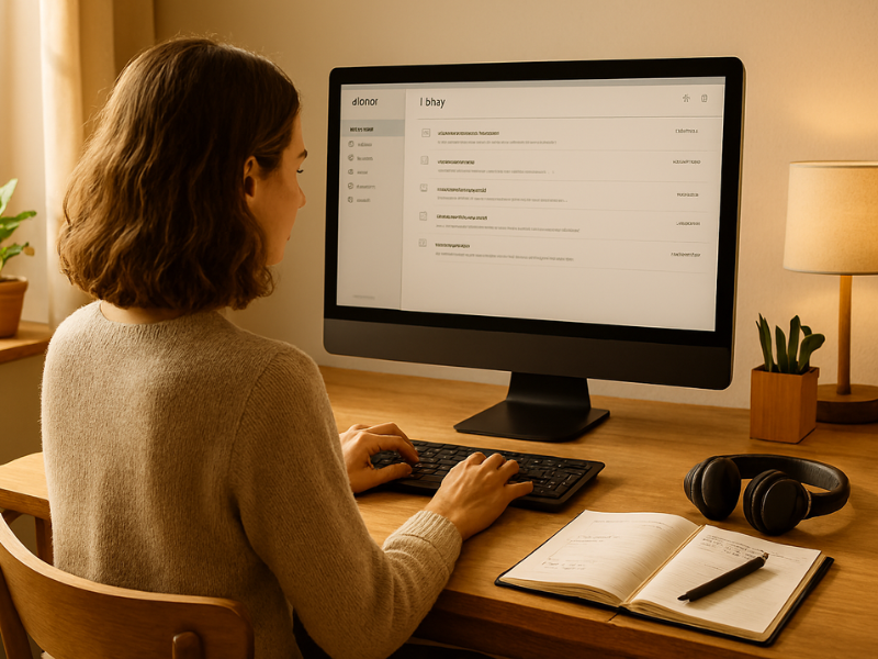 Virtual assistant side hustle jobs from home – managing schedule and emails on computer