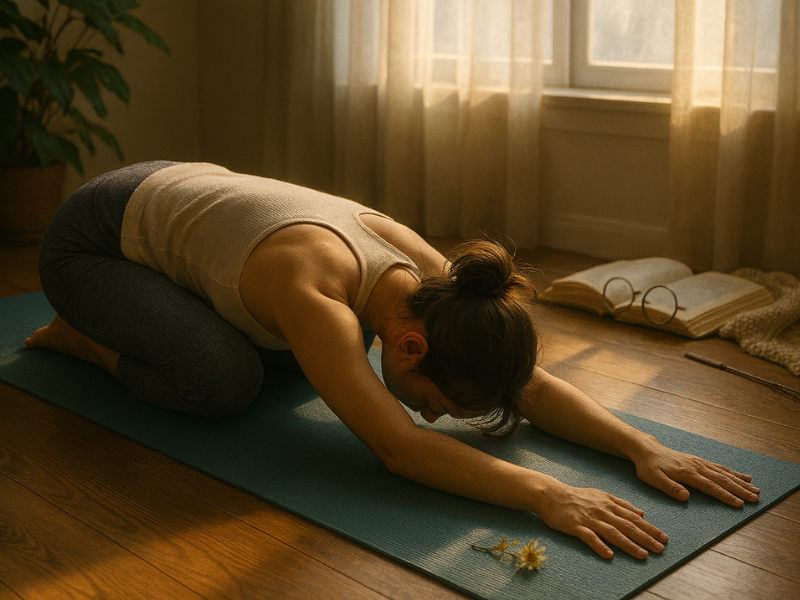 Gentle yoga stretch to get rid of period pain instantly