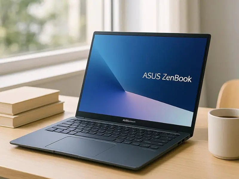 ASUS ZenBook 14 highlighted as one of the best laptops for college students with smart performance and sleek design.