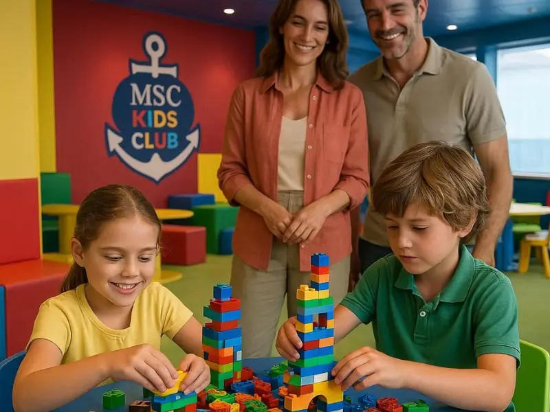 Kids playing in LEGO-themed club on MSC Cruises – best cruise lines for families