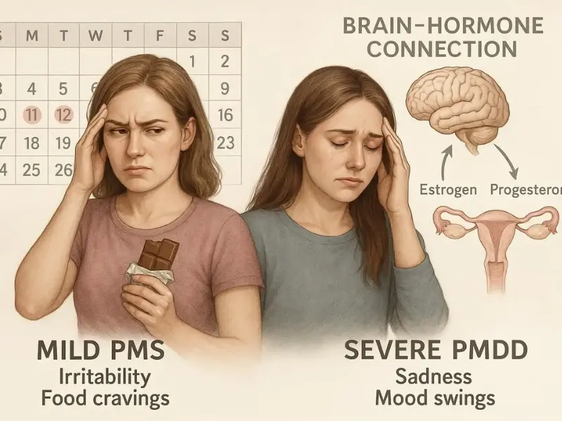 Does mental health affect menstrual cycle with PMS and PMDD symptoms linked to mood changes