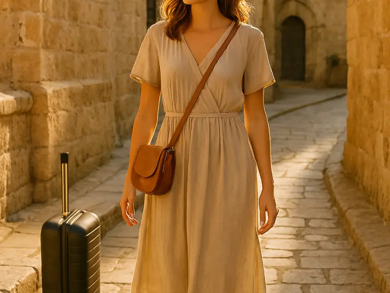 Lightweight dresses as stylish travel clothes for women ideal for sightseeing and dinners